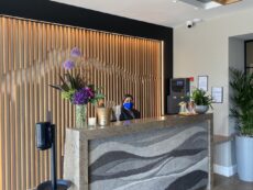 Chris Croft’s work is in pride of place as part of the reception desk of The Ro
