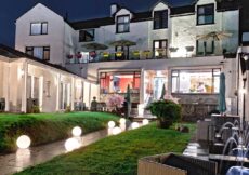 The Fisherbeck at night outdoor terrace garden