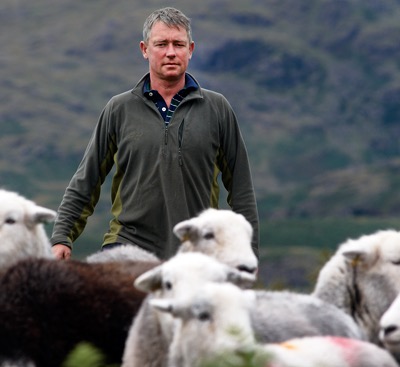 Jon Watson with Herdwicks, Yew Tree Farm