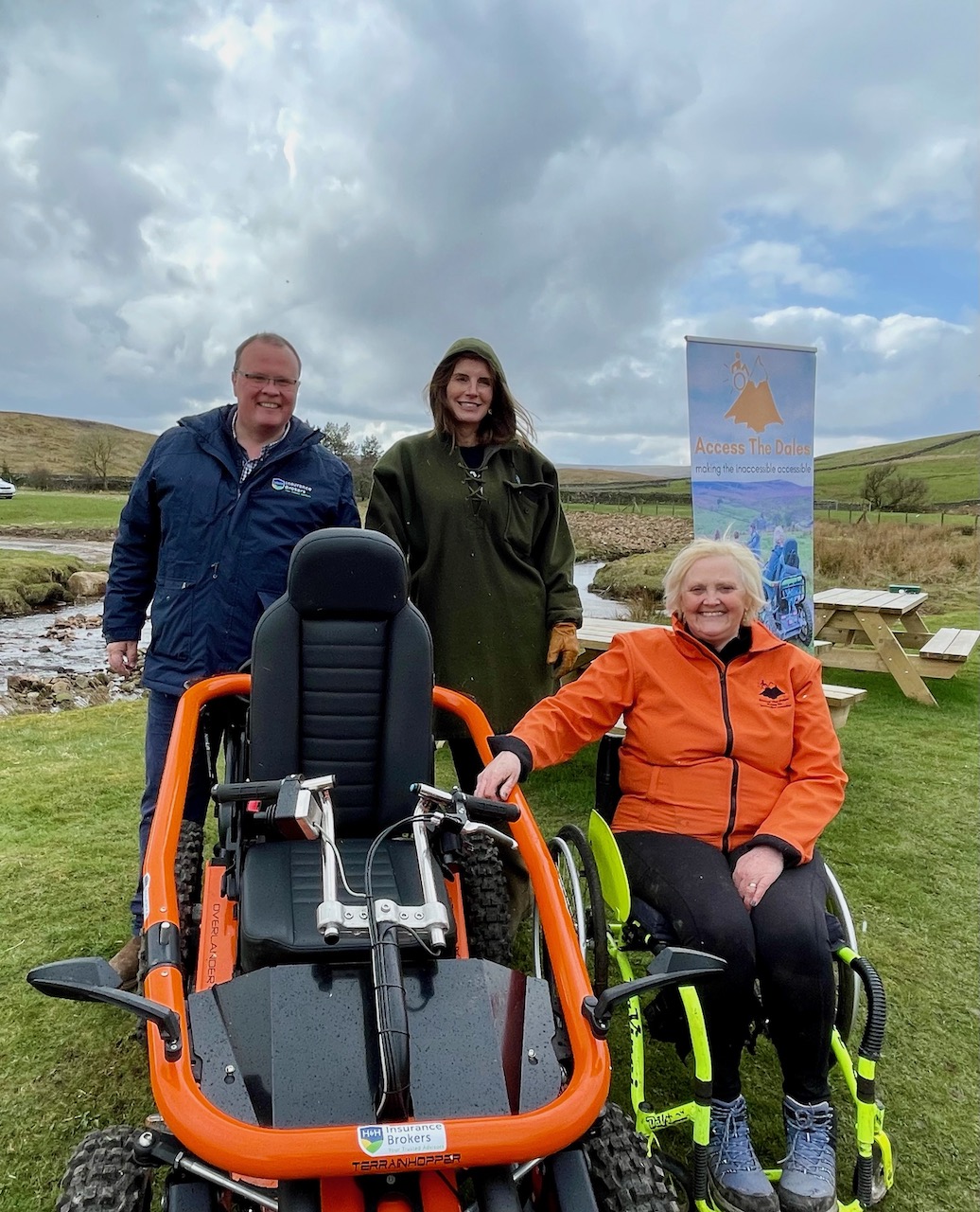 Chris Clement, Amanda Owen and Debbie North at the launch of new charity Access the Dales with one of the all-terrain vehicles which will enable people with mobility issues to enjoy the Yorkshire
