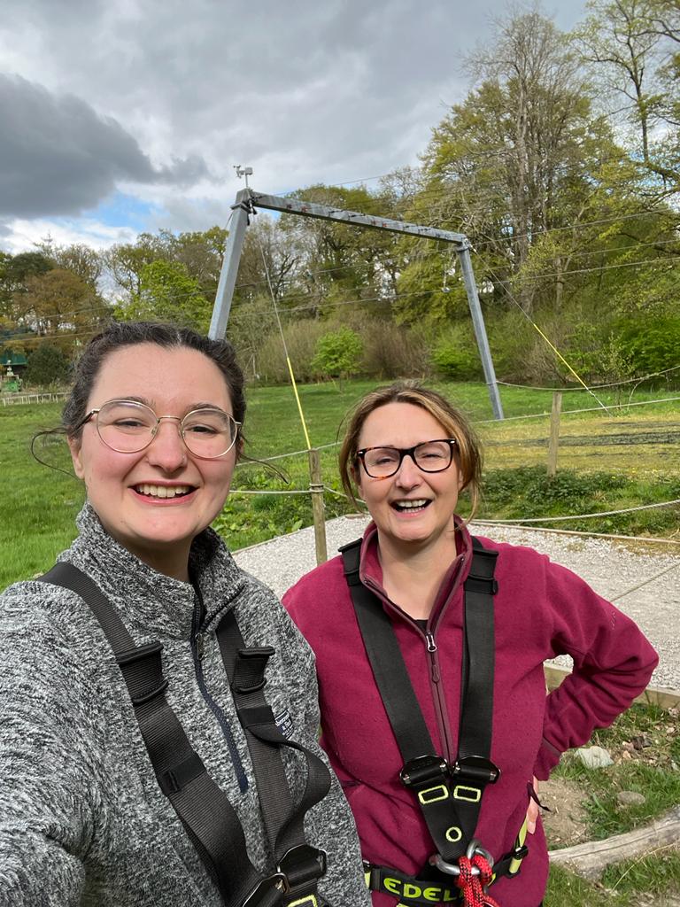 Katie May & Karen after completing the Treetop Trek with the long zipwire