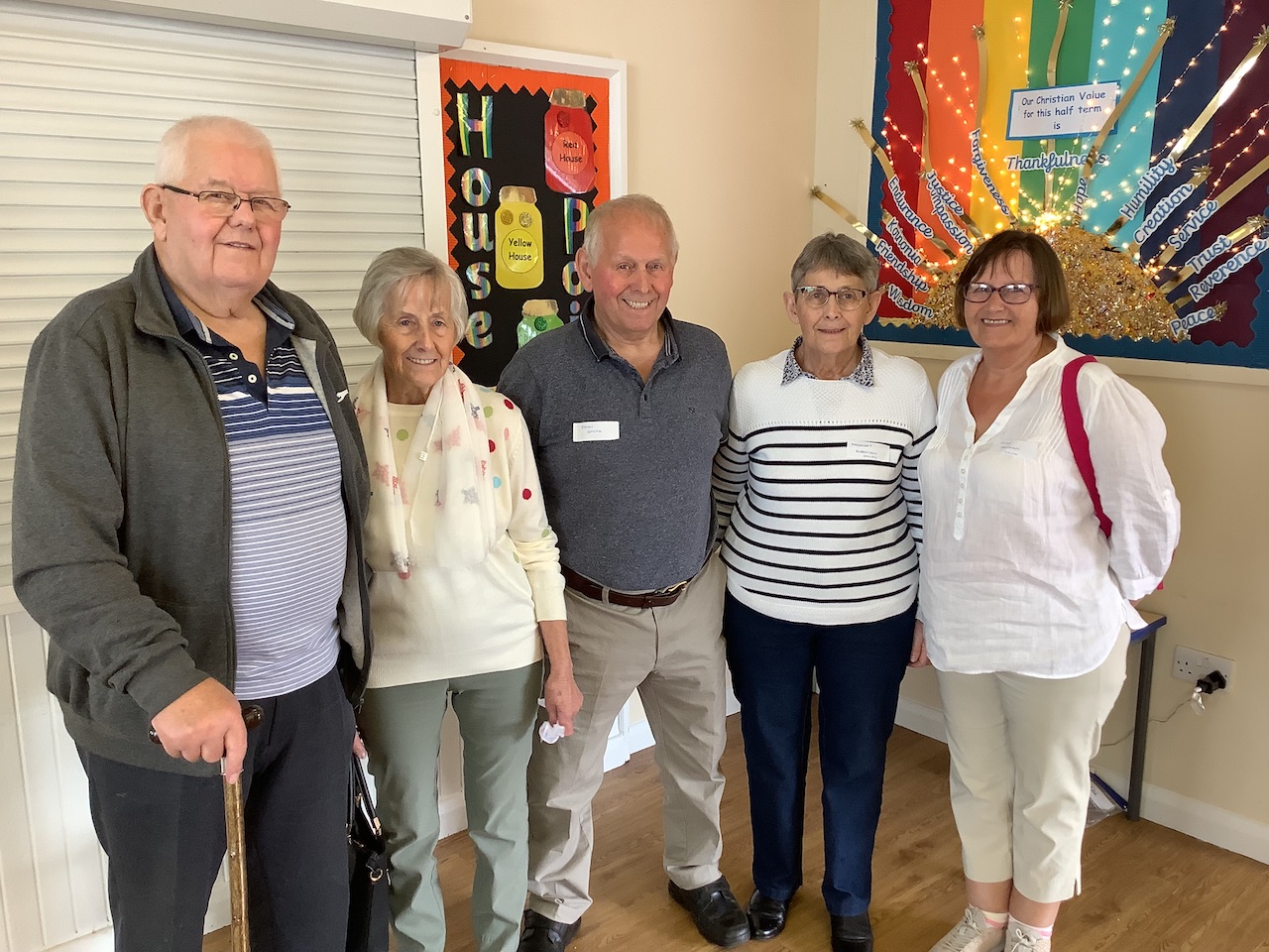 The Smith family were all pupils at Orton School in the 1950s and the five of them came along to the celebration, June travelling from Inverness! LtoR Geoff Smith, Jean Law (nee Smith), John Smith, Margaret Robertson (nee Smith) and June Graham (nee Smith).