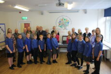 Just some of the 30 or more guests (all past pupils of Orton School in the 1950s) and their Class 4 school tour guides.