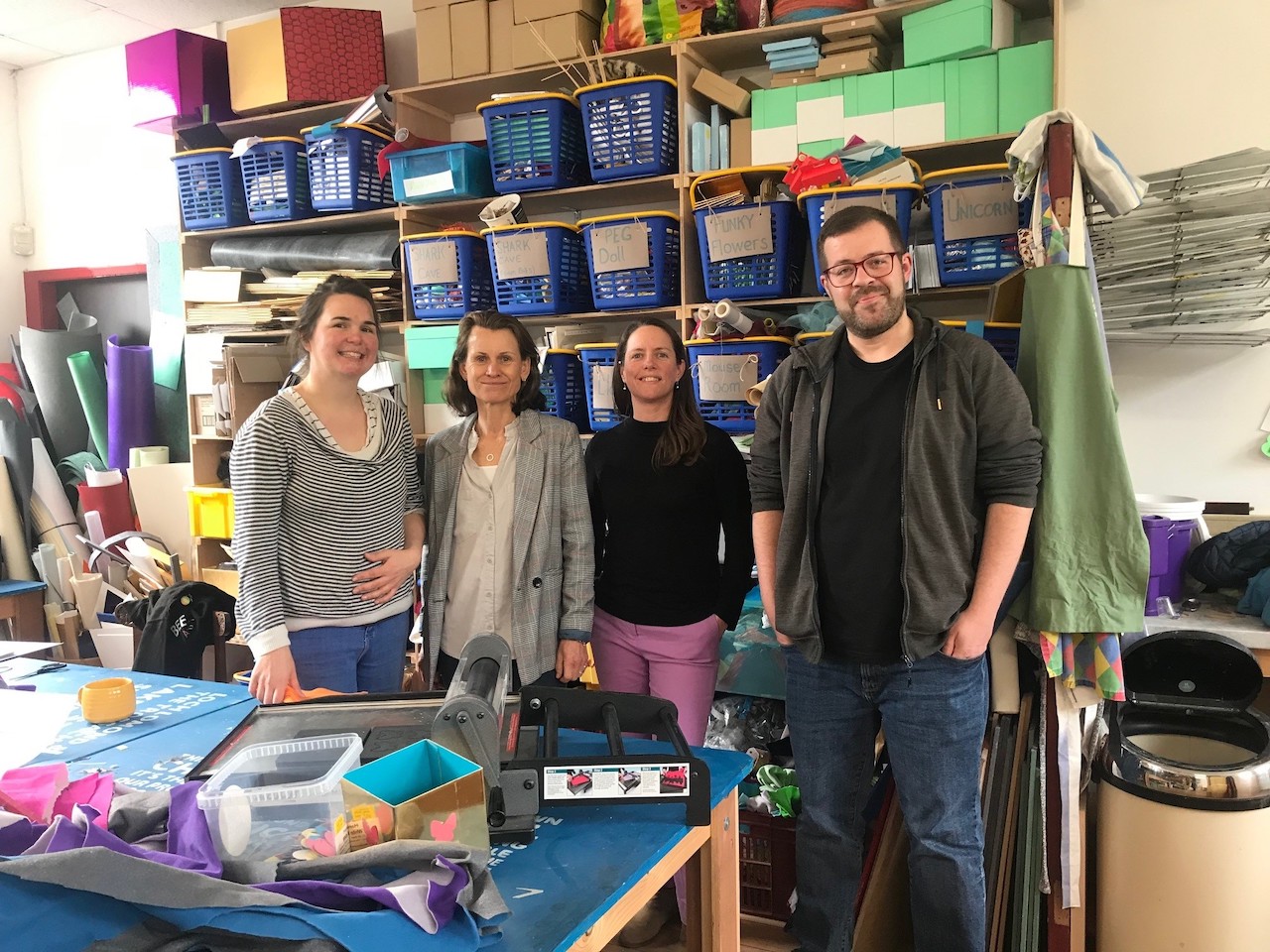 Left-to-right, Emily Dewhurst, Ragtag Arts, Sam Scott and Helen Carter from Frieda Scott Trust and Duncan Hodgson, Ragtag Arts.