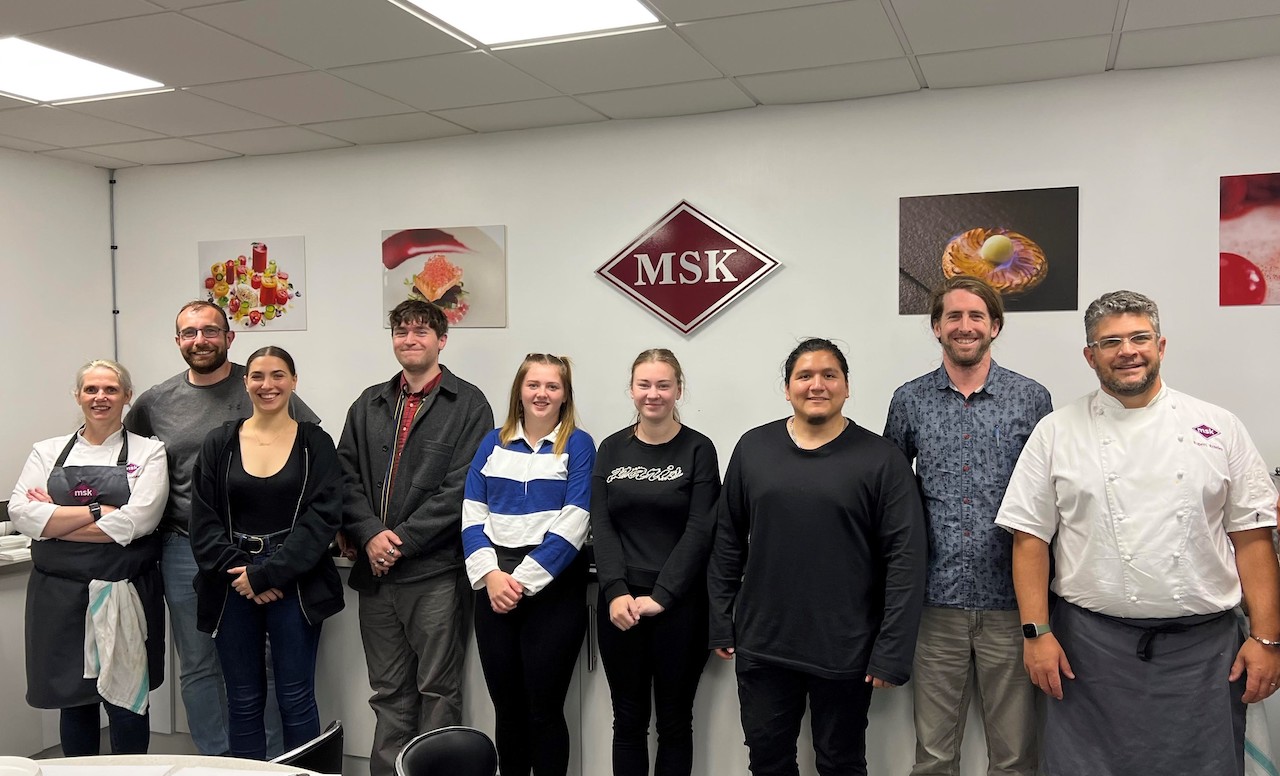 (left to right) Vicky Enderson from MSK Ingredients with Daniel Winstanley from English Lakes Hotels Resorts & Venues and trainee chefs Maria Cheetham, Jonny Marriott, Rebecca Atkinson, Abbie Spencer, Bryan Rojas, Travis Locke, with Rupert Rowley from MSK Ingredients.