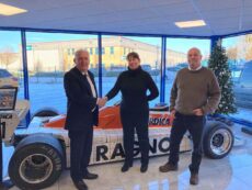 WEC Group and Ruskin Museum Bluebird partnership. From left to right: Steve Hartley, Tracy Hodgson, and Jeff Carroll