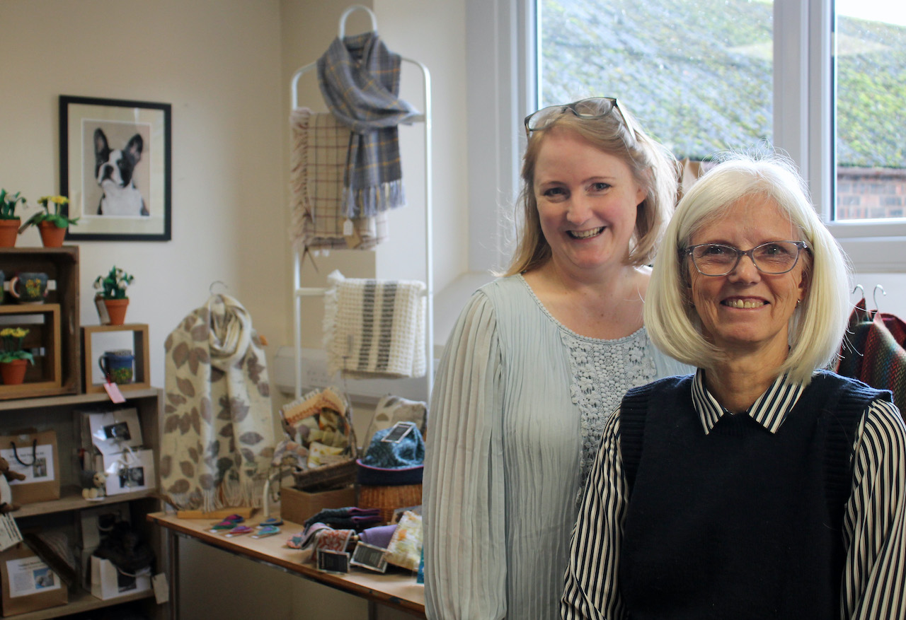 Jan Beadle of The Wool Clip (right) and Jane Farkins of The Eden Workshop at The Appleby Hub (left) set up The Wool Clip at The Appleby Hub.