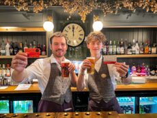 Team members at the Kings Arms in Keswick getting excited for Cask Ale Week