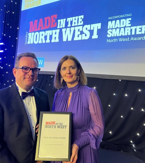 Joanne and Andrew Hunter accepting their Made in the North West Award