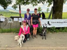 Vicki Broughton, Alex Bowness and Sarah Harrison-Wyatt after completing their 11 mile sponsored walk around Derwentwater.