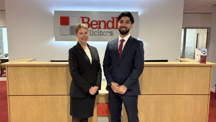 Hannah Smith from Bendles Solicitors with Adam Khan, winner of the 2026 Bendles' Dissertation Award